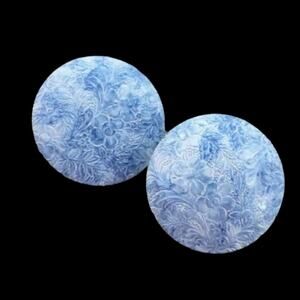 cottage core blue and whitewash floral disc post earrings
